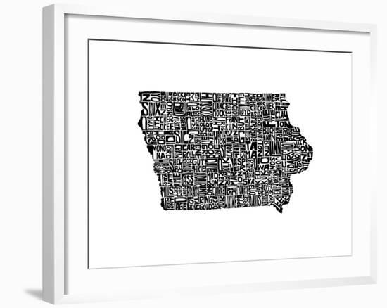 Typographic Iowa-CAPow-Framed Art Print