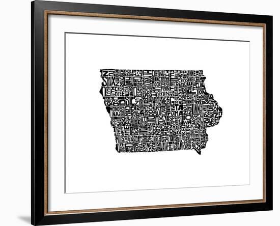 Typographic Iowa-CAPow-Framed Art Print