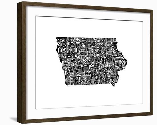 Typographic Iowa-CAPow-Framed Art Print