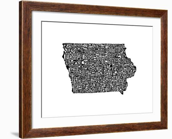 Typographic Iowa-CAPow-Framed Art Print