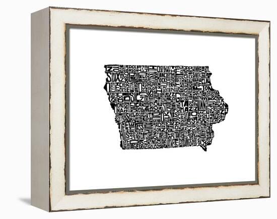 Typographic Iowa-CAPow-Framed Stretched Canvas