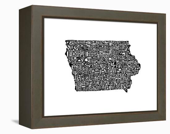 Typographic Iowa-CAPow-Framed Stretched Canvas