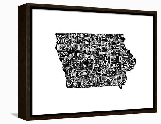 Typographic Iowa-CAPow-Framed Stretched Canvas