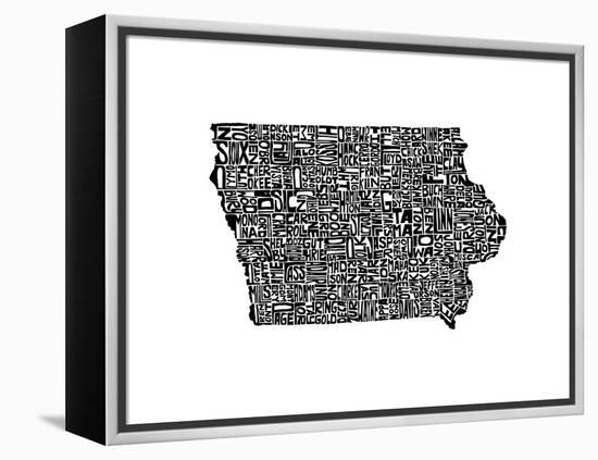 Typographic Iowa-CAPow-Framed Stretched Canvas