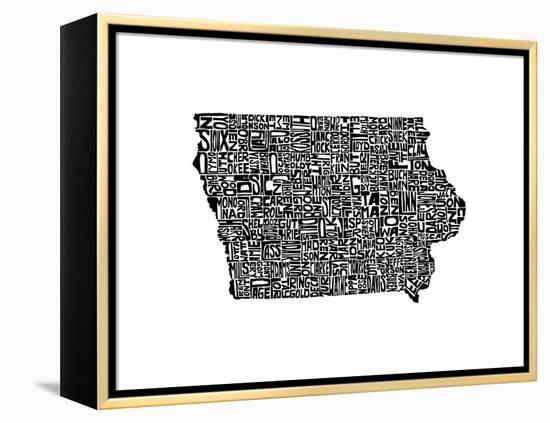 Typographic Iowa-CAPow-Framed Stretched Canvas