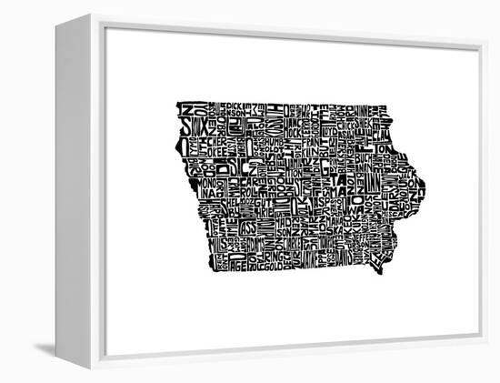 Typographic Iowa-CAPow-Framed Stretched Canvas