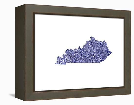 Typographic Kentucky Navy-CAPow-Framed Stretched Canvas