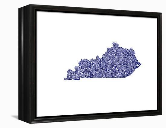 Typographic Kentucky Navy-CAPow-Framed Stretched Canvas