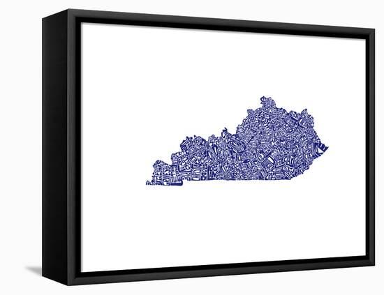 Typographic Kentucky Navy-CAPow-Framed Stretched Canvas