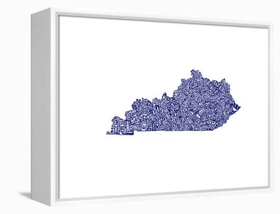 Typographic Kentucky Navy-CAPow-Framed Stretched Canvas