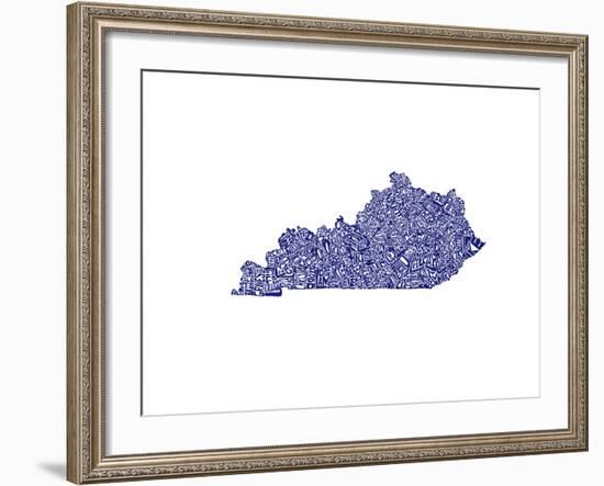 Typographic Kentucky Navy-CAPow-Framed Art Print