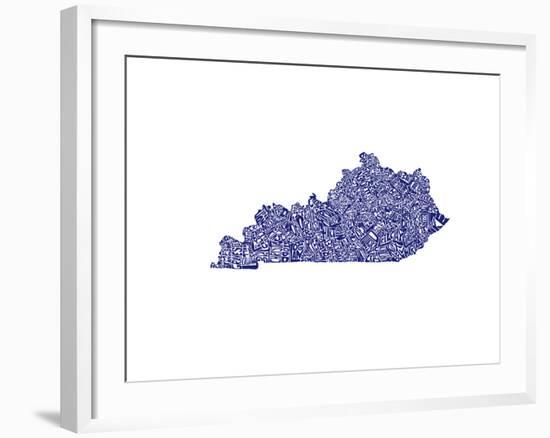 Typographic Kentucky Navy-CAPow-Framed Art Print