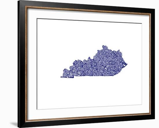 Typographic Kentucky Navy-CAPow-Framed Art Print