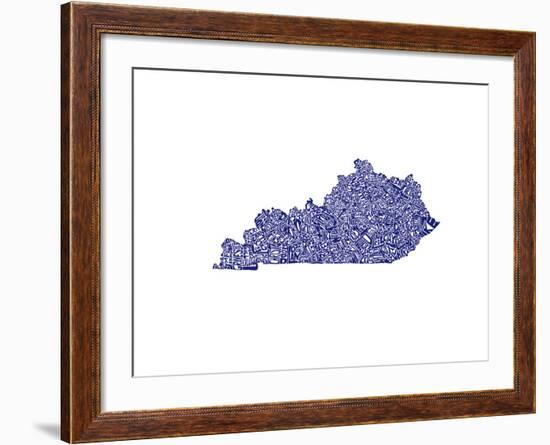 Typographic Kentucky Navy-CAPow-Framed Art Print