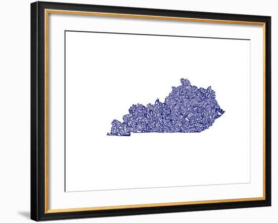 Typographic Kentucky Navy-CAPow-Framed Art Print