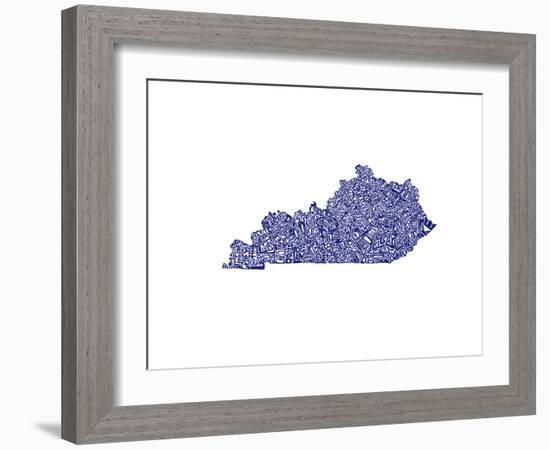 Typographic Kentucky Navy-CAPow-Framed Art Print