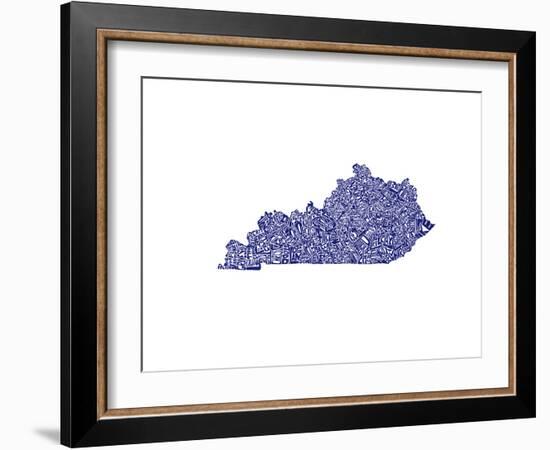 Typographic Kentucky Navy-CAPow-Framed Art Print