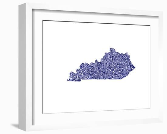 Typographic Kentucky Navy-CAPow-Framed Art Print