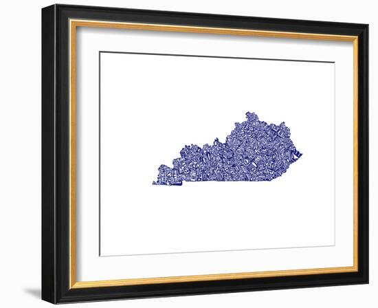 Typographic Kentucky Navy-CAPow-Framed Art Print