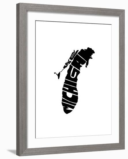 Typographic Lake Michigan-CAPow-Framed Art Print