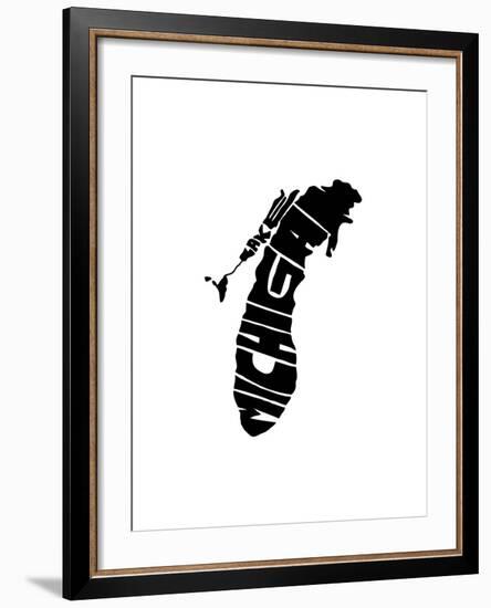 Typographic Lake Michigan-CAPow-Framed Art Print