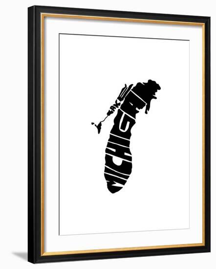 Typographic Lake Michigan-CAPow-Framed Art Print