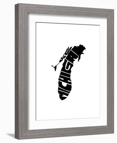 Typographic Lake Michigan-CAPow-Framed Art Print