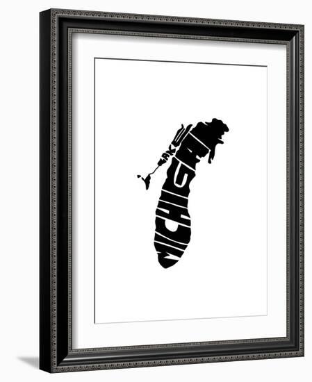 Typographic Lake Michigan-CAPow-Framed Art Print