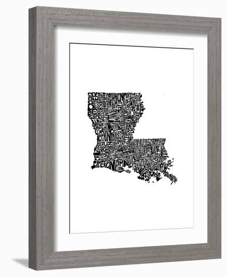 Typographic Louisiana-CAPow-Framed Art Print