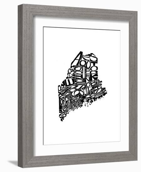 Typographic Maine-CAPow-Framed Art Print