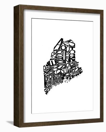 Typographic Maine-CAPow-Framed Art Print