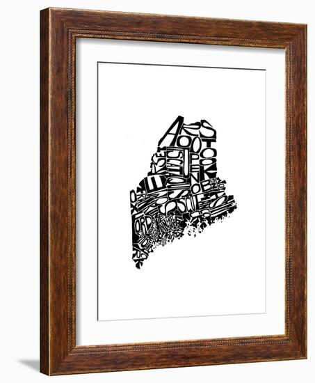 Typographic Maine-CAPow-Framed Art Print