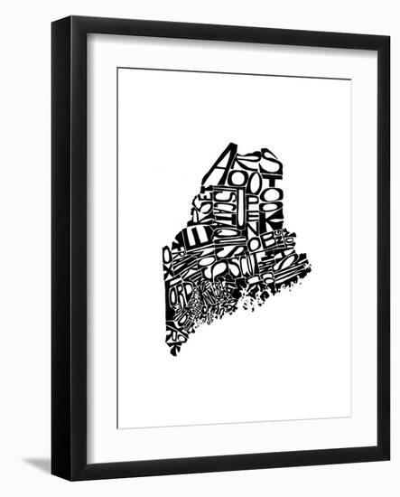 Typographic Maine-CAPow-Framed Art Print