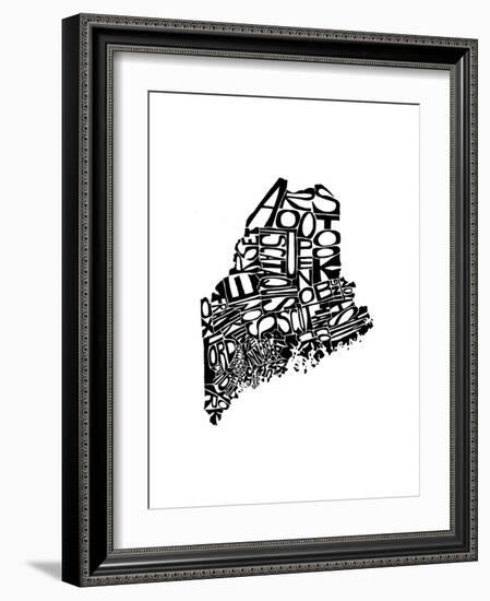 Typographic Maine-CAPow-Framed Art Print