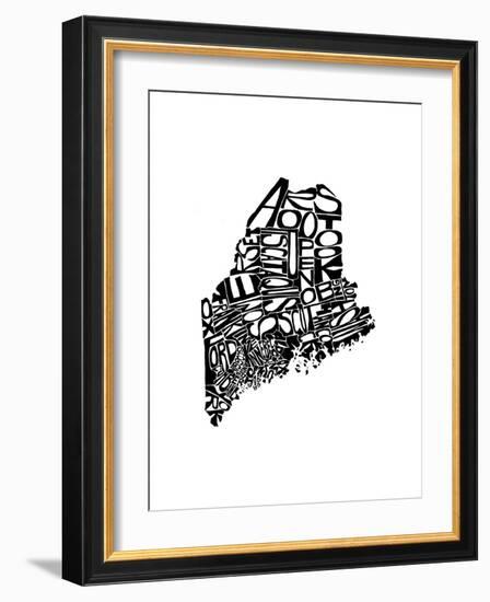 Typographic Maine-CAPow-Framed Art Print