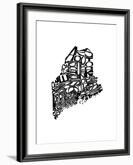 Typographic Maine-CAPow-Framed Art Print