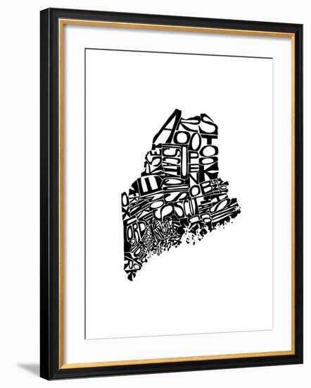 Typographic Maine-CAPow-Framed Art Print