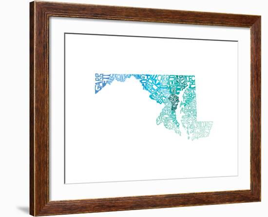 Typographic Maryland Cool-CAPow-Framed Art Print