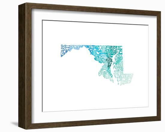 Typographic Maryland Cool-CAPow-Framed Art Print