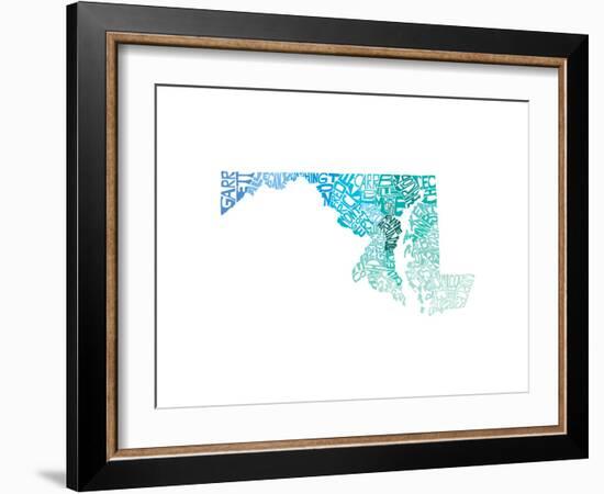 Typographic Maryland Cool-CAPow-Framed Art Print