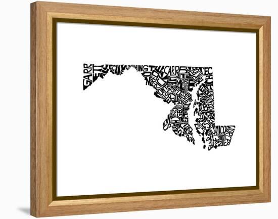 Typographic Maryland-CAPow-Framed Stretched Canvas