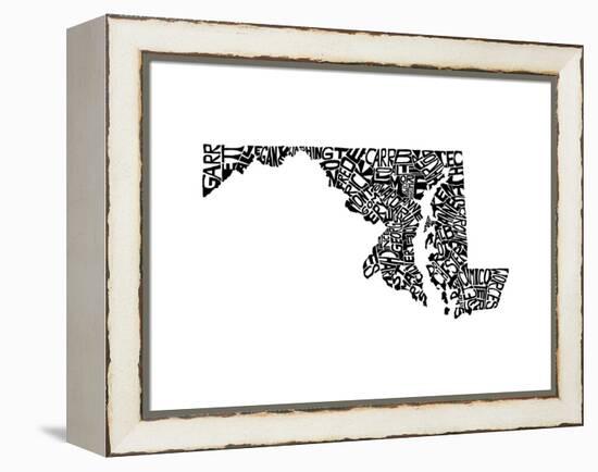 Typographic Maryland-CAPow-Framed Stretched Canvas