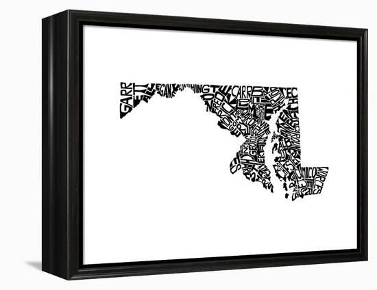 Typographic Maryland-CAPow-Framed Stretched Canvas