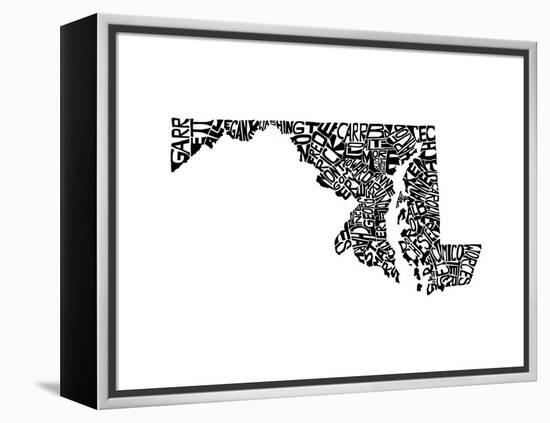 Typographic Maryland-CAPow-Framed Stretched Canvas