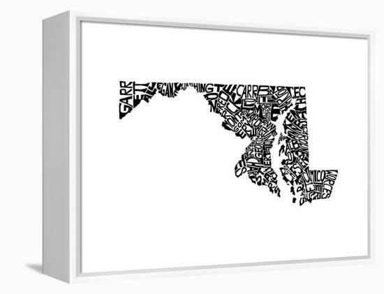 Typographic Maryland-CAPow-Framed Stretched Canvas