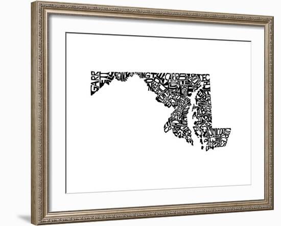 Typographic Maryland-CAPow-Framed Art Print