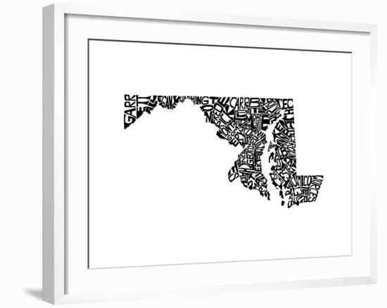 Typographic Maryland-CAPow-Framed Art Print