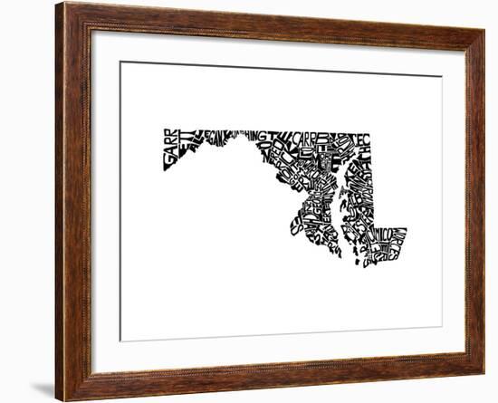 Typographic Maryland-CAPow-Framed Art Print