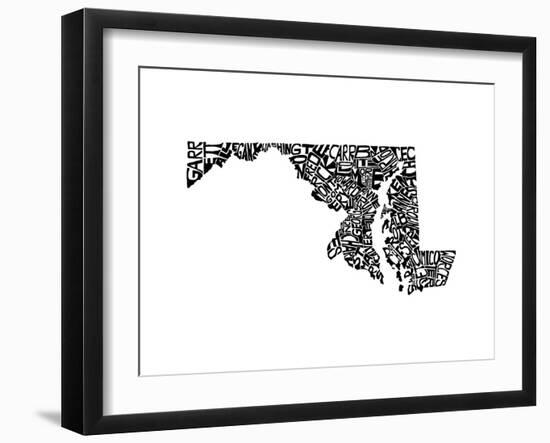 Typographic Maryland-CAPow-Framed Premium Giclee Print