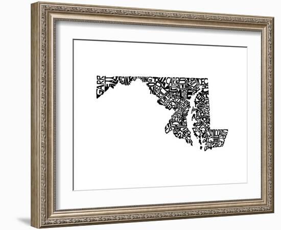 Typographic Maryland-CAPow-Framed Art Print